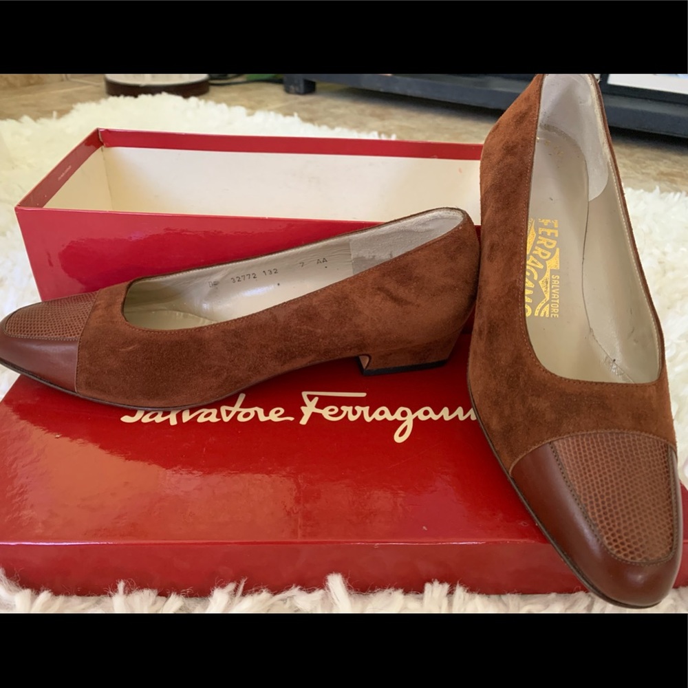 Brown suede Salvatore Ferragamo